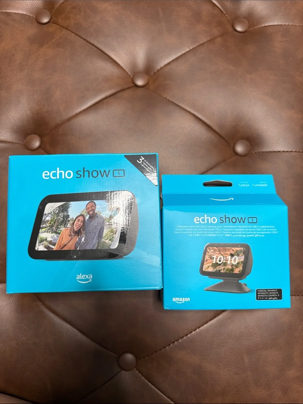 Amazon Echo Show 5 Smart Display - Black (Boxed) plus adjustable stand with usb